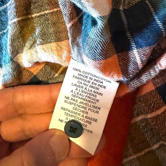 Green and brown boho flared sleeves gauze flannel cropped shirt NWT - Picture 6 of 7